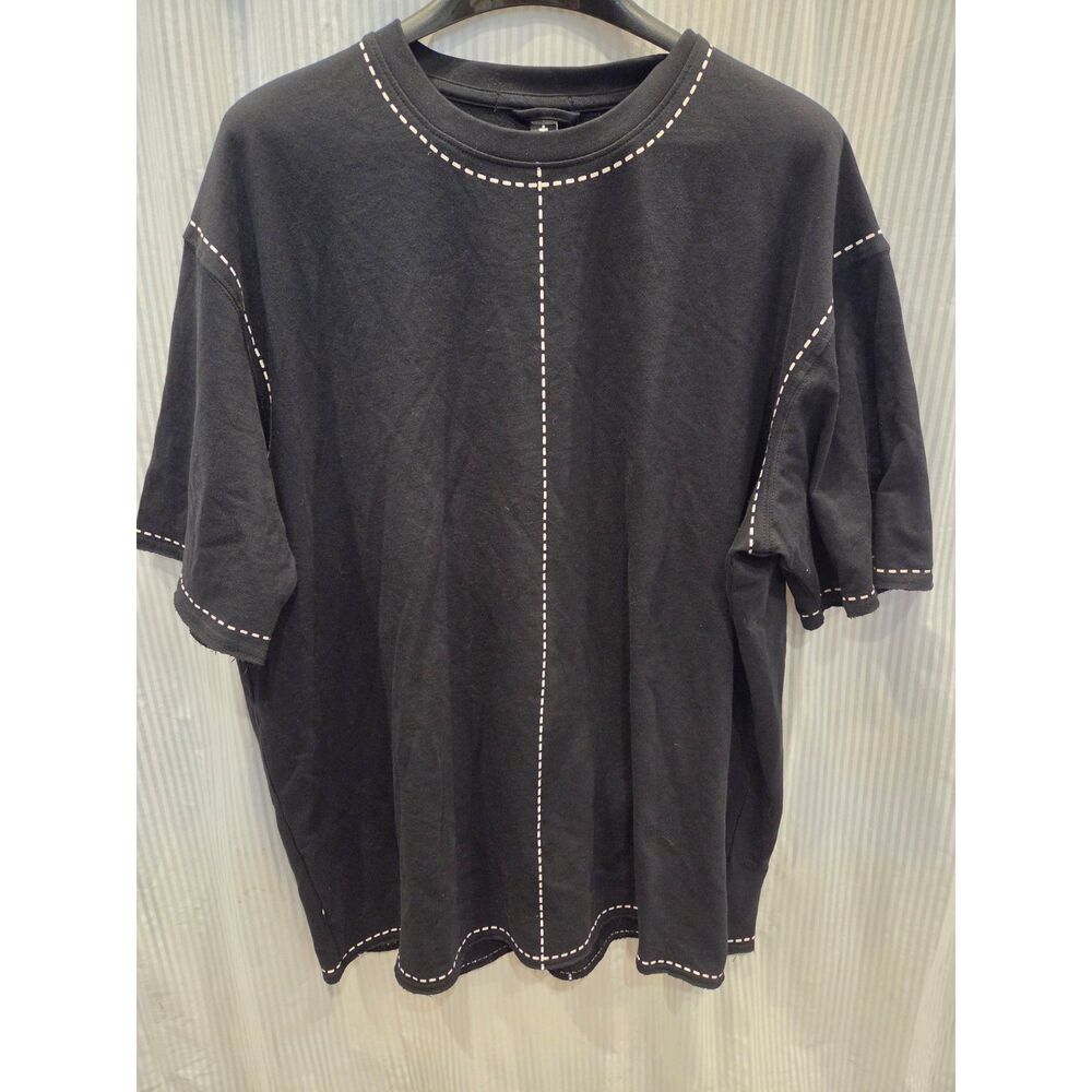 The Anti Order Black Oversized T Shirt White Contrast Stitching XL